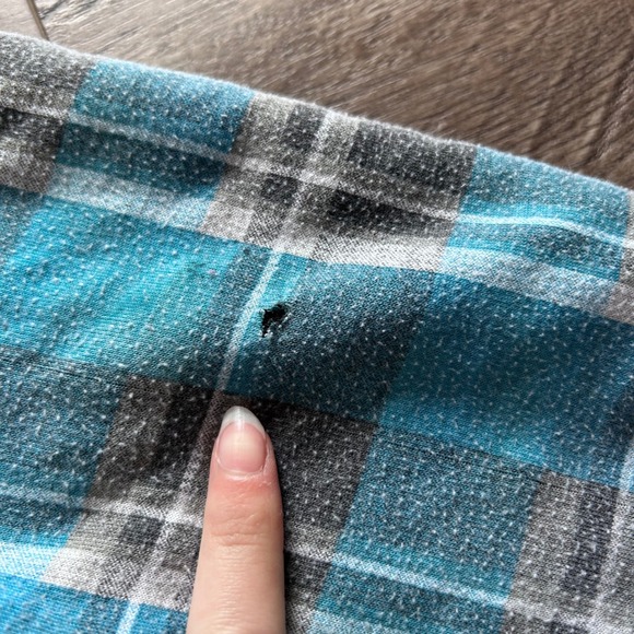 Y2K/2010s Grunge Men's Blue Plaid Sherpa Lined Zip Up Hoodie Size M - Picture 8 of 9